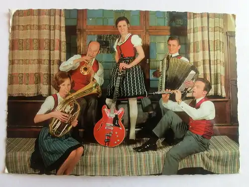 Alte AK Schroffenkapelle Baier Sepp Akkordeon Musik Kapelle  [aT700]