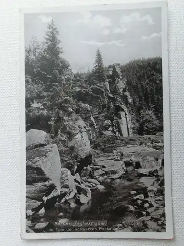 Alte AK Teufelsmauer Schwarze Pockau Sachsen [aT743]