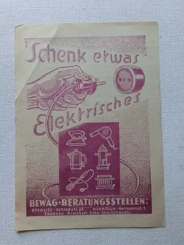 Alte AK Berlin Steglitz BEWAG Beratungsstellen Werbung Quittung [aT772]