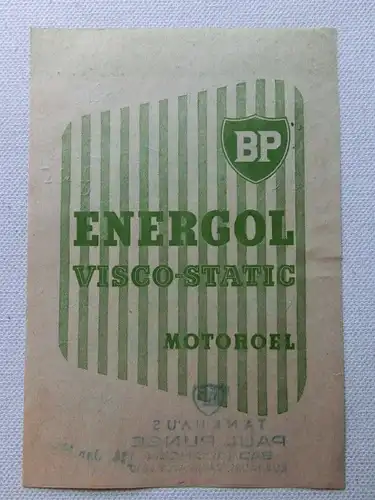 Alte AK BP Tankstelle Energol Benzin Werbung Motoröl Quittung  [aT773]