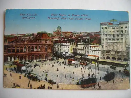 Alte AK Brüssel Bruxelles Place Rogier et Palace Hotel 1915 [A1280]