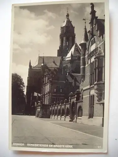 Alte AK Arnheim Gemeentehuis en Groote Kerk [A1300]