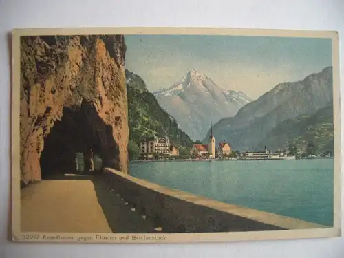 Alte AK Axenstraße gegen Flüelen und Bristenstock um 1927 [A1206]