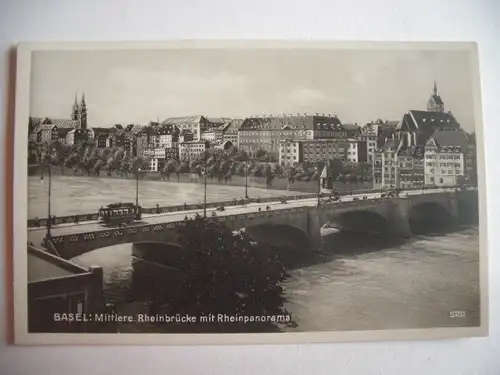 Alte AK Basel Mittlere Rheinbrücke Rheinpanorama [B350]
