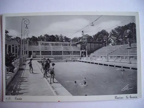 Alte AK Tunis Piscine Le Bassin Schwimmbad Tunesien [B429]
