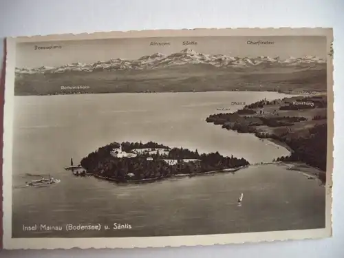 Alte AK Insel Mainau Bodensee Luftaufnahme [B45]