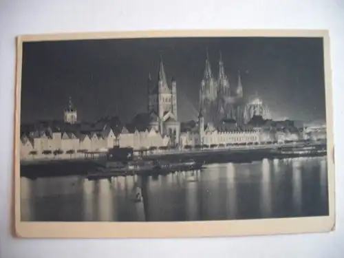 Alte AK Köln Rheinfront Dom Beleuchtung [R102]