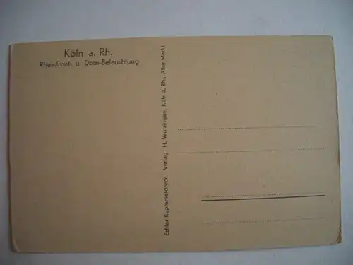 Alte AK Köln Rheinfront Dom Beleuchtung [R102]