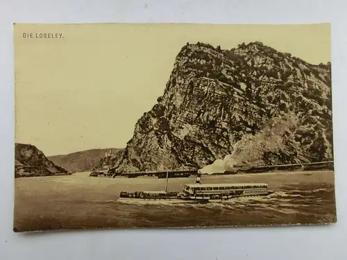 Alte AK Loreley Rhein Dampfer [aS58]