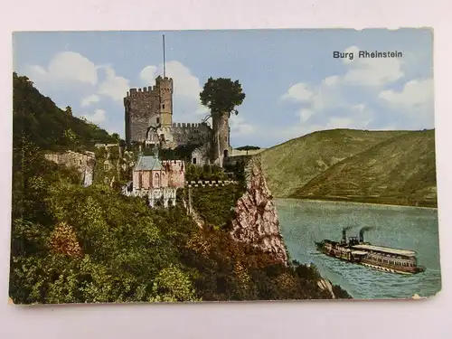 Alte AK Burg Rheinstein Dampfer [aS91]
