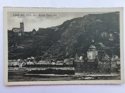 Alte AK Caub mit Pfalz und Ruine Gutenfels [aS121]