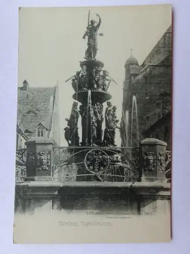 Alte AK Nürnberg Tugendbrunnen um 1900 [aS161]