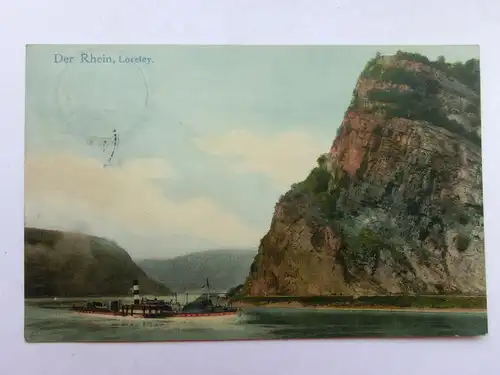 Alte AK Loreley Rhein Dampfer 1906 [aS185]
