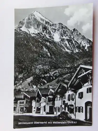 Alte AK Mittenwald Obermarkt mit Wetterstein [aS408]