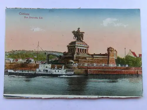 Alte AK Coblenz Koblenz Deutsches Eck (beschnitten!!!) [aS437]
