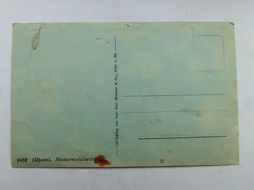 Alte AK Rüdesheim Niederwalddenkmal (m. Knick) [aS466]