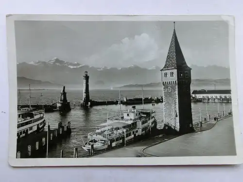 Alte AK Lindau Bodensee Hafen Alter Leuchtturm [aS486]