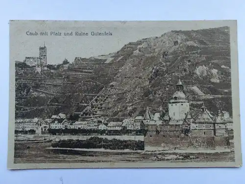 Alte AK Caub mit Pfalz und Ruine Gutenfels [aS510]
