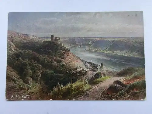 Alte AK Gemäldekarte Burg Katz [aS525]