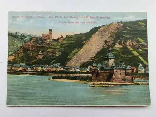 Alte AK Caub Burg Gutenfels  Pfalz [aS528]