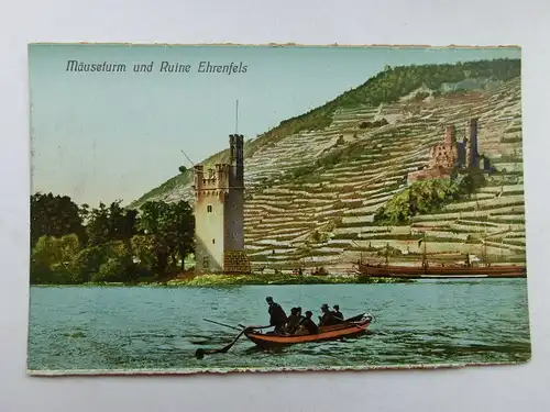 Alte AK Bingen Mäuseturm Ruine Ehrenfels [aS548]