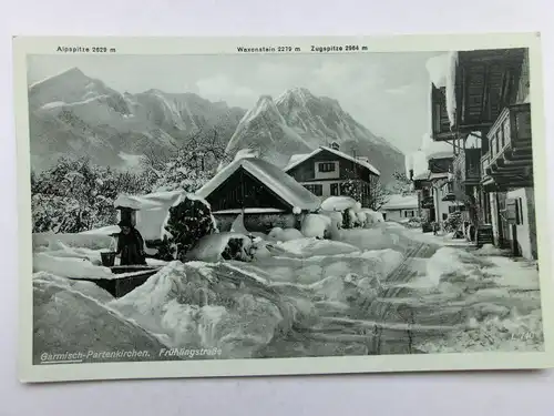 Alte AK Garmisch Partenkirchen Frühlingstraße Winter Schnee [aS557]