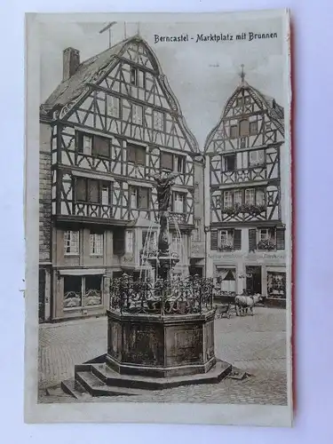 Alte AK Berncastel Marktplatz mit Brunnen 1926 [aS222]