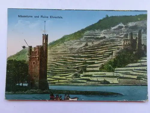 Alte AK Bingen Mäuseturm Ruine Ehrenfels [aS250]