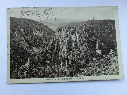Alte AK Blick vom Hexentanzplatz ins Bodetal [aS301]