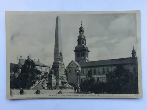 Alte AK Worms Ludwigsdenkmal Martinskirche [aS332]