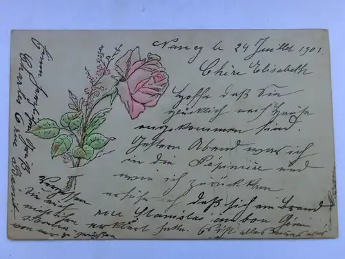 Alte AK Grußkarte Prägekarte Rose 1901 [aU17]