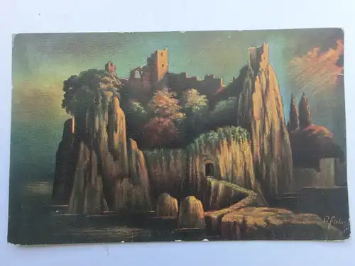 Alte AK Gemäldekarte Ruine Felseninsel [aU33]
