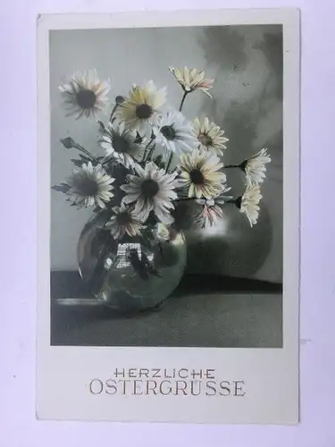 Alte AK Grußkarte Rosen Nelken in Vase [aU58]