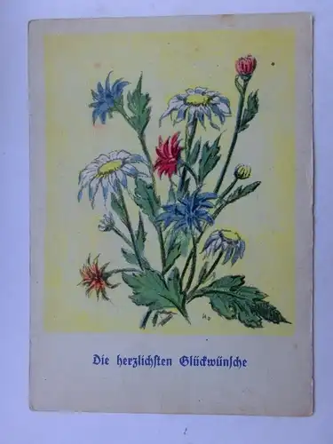Alte AK Grußkarte Geburtstag Margeriten Kornblumen  [aU77]