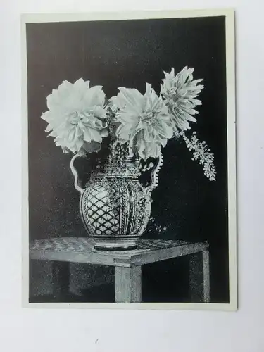 Alte AK Grußkarte Dahlien in Vase [aU79]