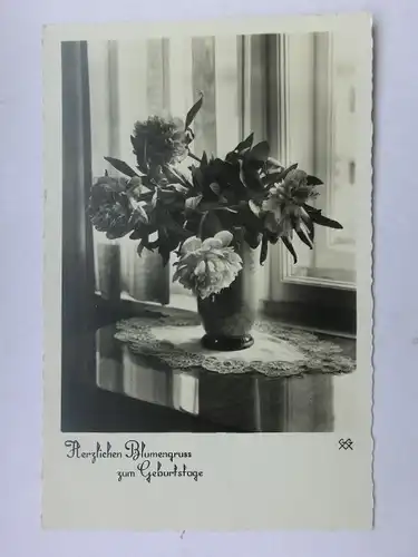 Alte AK Grußkarte Geburtstag Pfingsrosen [aU88]