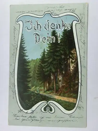 Alte AK Grußkarte Ich denke Dein Jugendstil 1905 [aU93]