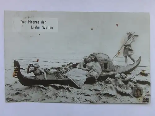 Alte AK Gemäldekarte Des Meeres der Liebe Wellen Grillparzer [aU105]