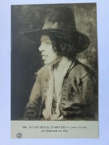 Alte AK Gemäldekarte Rembrandt Jeune Pecheur [aU129]