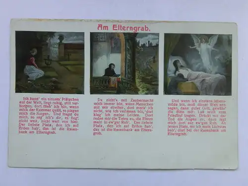 Alte AK Am Elterngrab mit Text [aU134]