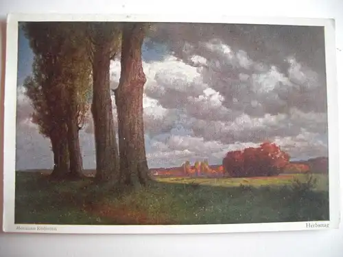 Alte AK Kunstpostkarte Hermann Rüdisühli Herbsttag [B507]