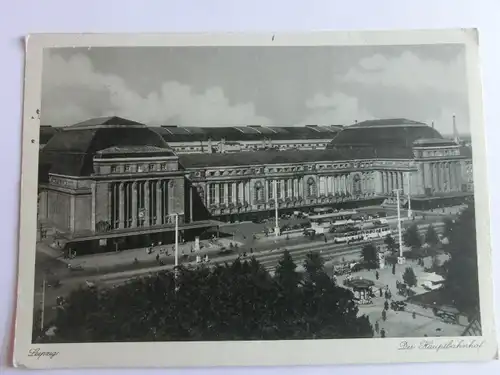 Alte AK Leipzig Hauptbahnhof um 1930 [aU166]