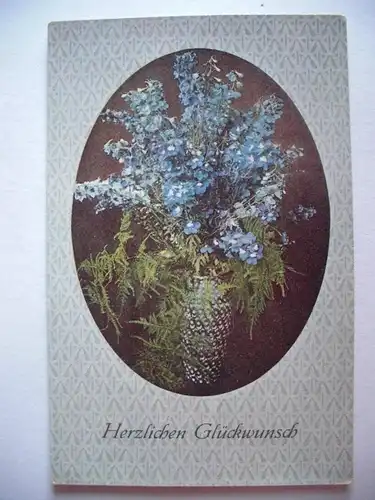 Alte AK Glückwunschkarte Blumen Rittersporn Vase [W328]