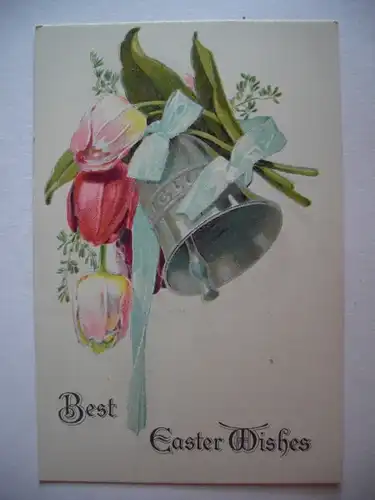 Alte AK Glückwunschkarte Ostern Easter Glocke Tulpen [W324]