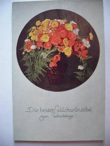 Alte AK Glückwunschkarte Geburtstag Blumen in Vase [W327]