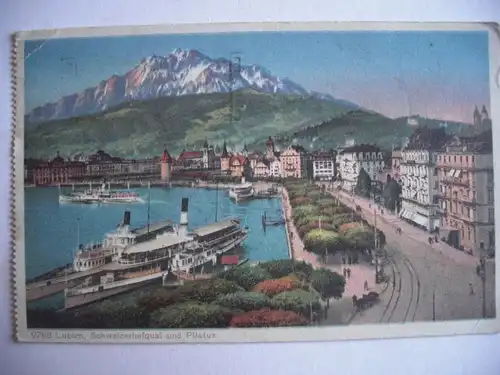 Alte AK Luzern Schweizerhofquai Pilatus 1930 [W479]