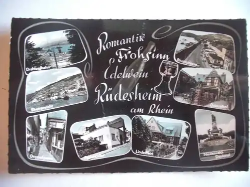 Alte AK Rüdesheim Wein Rhein Mehrbildkarte [W182]