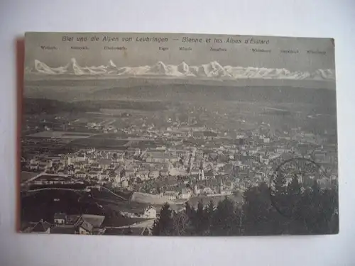 Alte AK Biel und Die Alpen von Leubringen [B801]