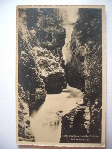 Alte AK Viamala Zweite Brücke mit Wasserfall [B804]