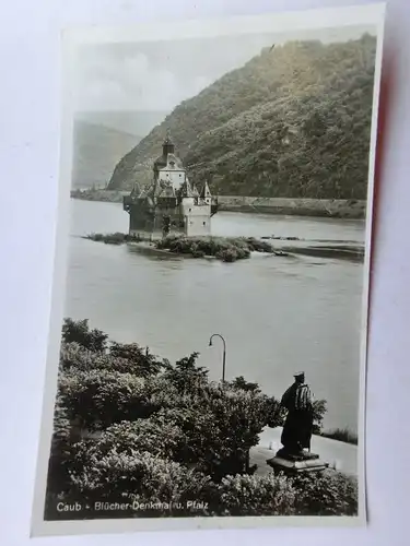 Alte AK Caub Kaub Blücher Denkmal Pfalz [aP541]